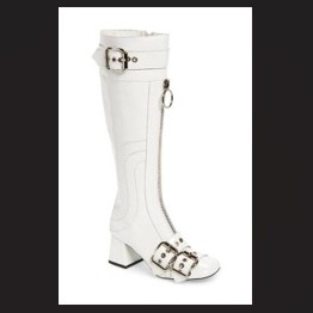Jeffrey Campbell 2012 - "Peggy" Boot in White Crinkle Patent Leather -New in Box